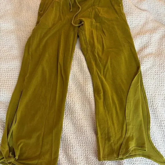 Daily Practice by Anthropologie Mustard Yellow Tie-Hem Joggers Pants bohochic sm - Picture 3 of 7